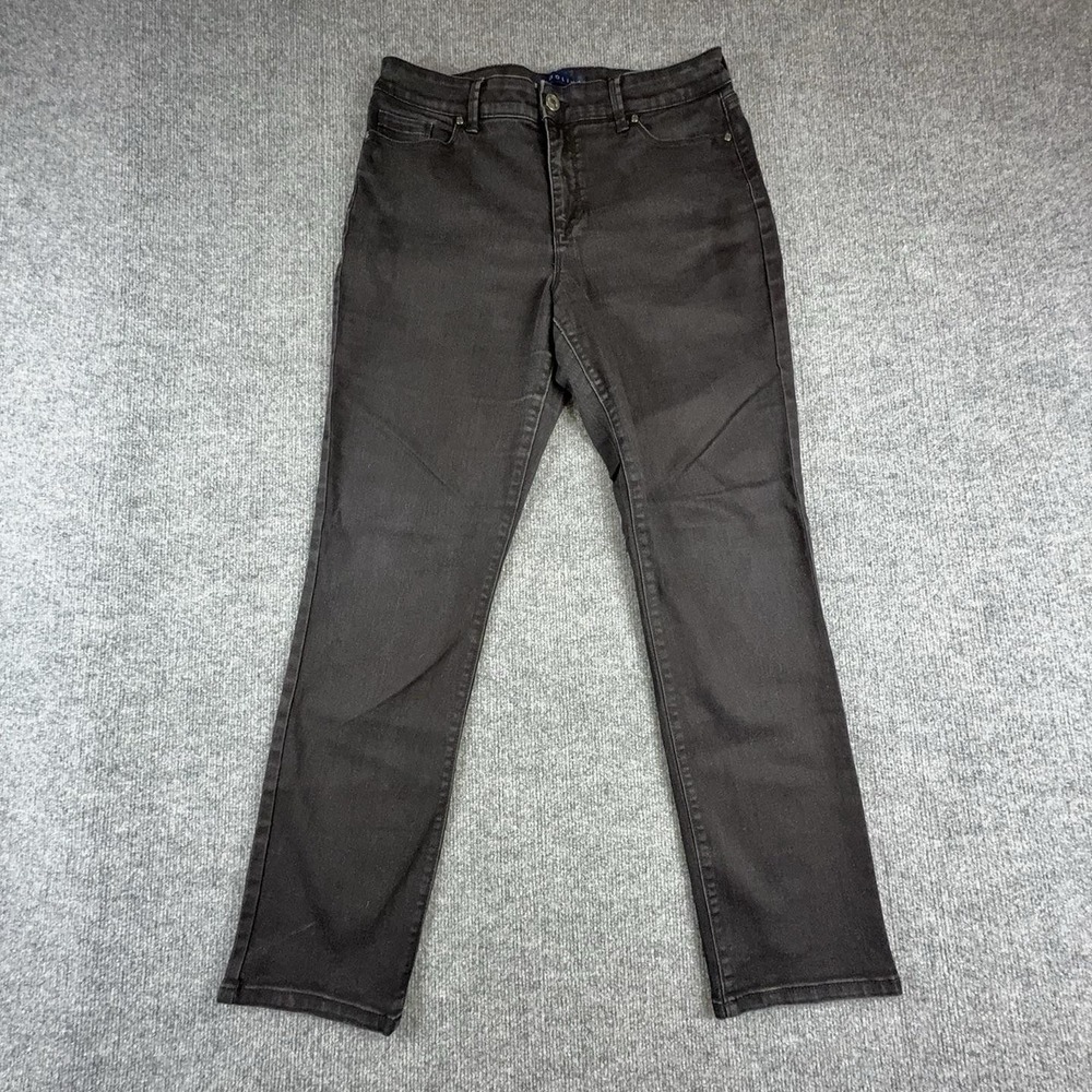 Bandolino Amy Jeans Womens 12 Charcoal Gray Mid Rise Skinny Stretch Denim Pants